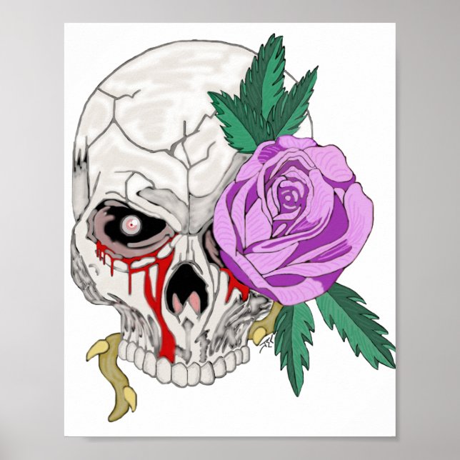 Póster Calavera y Rosa (Frente)