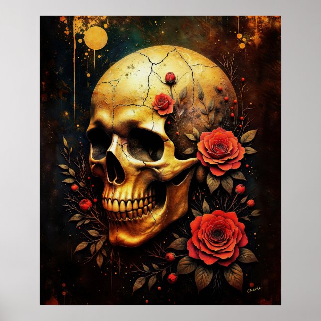 Póster Calavera y Rosas (Frente)