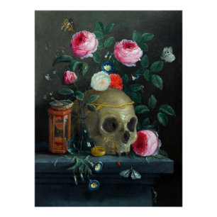 Póster Calavera y Rosas
