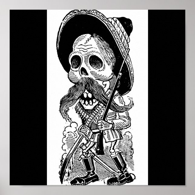 Póster Calavera zapatista. c. a principios del siglo XX.  (Frente)