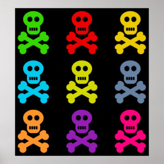 Póster Calaveras coloridas