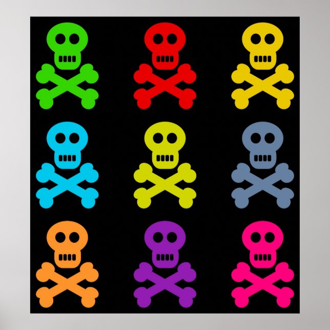 Póster Calaveras coloridas (Frente)