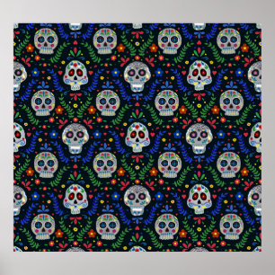 Póster Calaveras de azúcar: Patrón del día de la muerte.