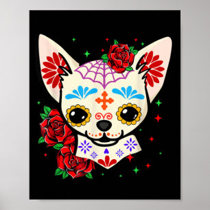 Póster Calaveras de Chihuahua Día de Muertos Perro de Azú