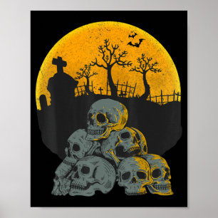 Póster Calaveras de Halloween cabezas Moon Skeleton Niños