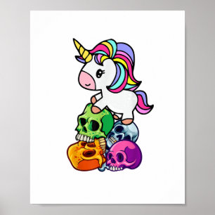 Póster Calaveras de unicornio y muertos. Divertido Gótico