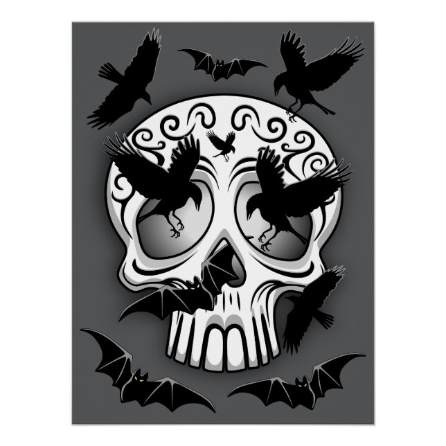 Póster Calaveras decorativas de Halloween (Anverso)