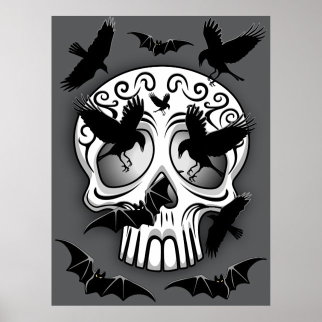 Póster Calaveras decorativas de Halloween (Frente)