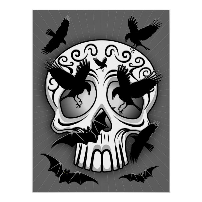 Póster Calaveras decorativas de Halloween (Anverso)