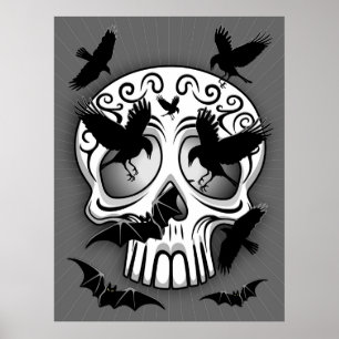 Póster Calaveras decorativas de Halloween