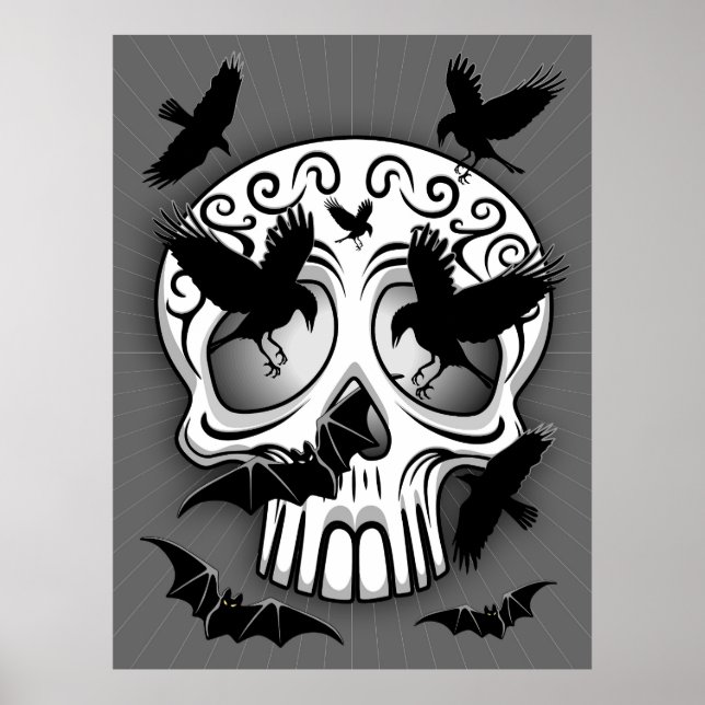 Póster Calaveras decorativas de Halloween (Frente)