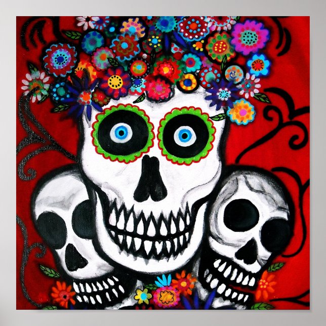 Póster Calaveras del Día de los Muertos 3 (Frente)