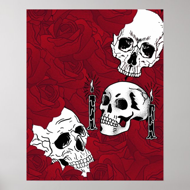 Póster Calaveras y rosas (Frente)
