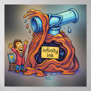 Póster Calcomanía de Mascota de Tinta de Dibujos Animados