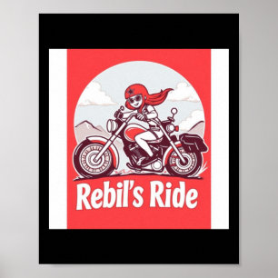 Póster Calcomanía de motociclista rebelde