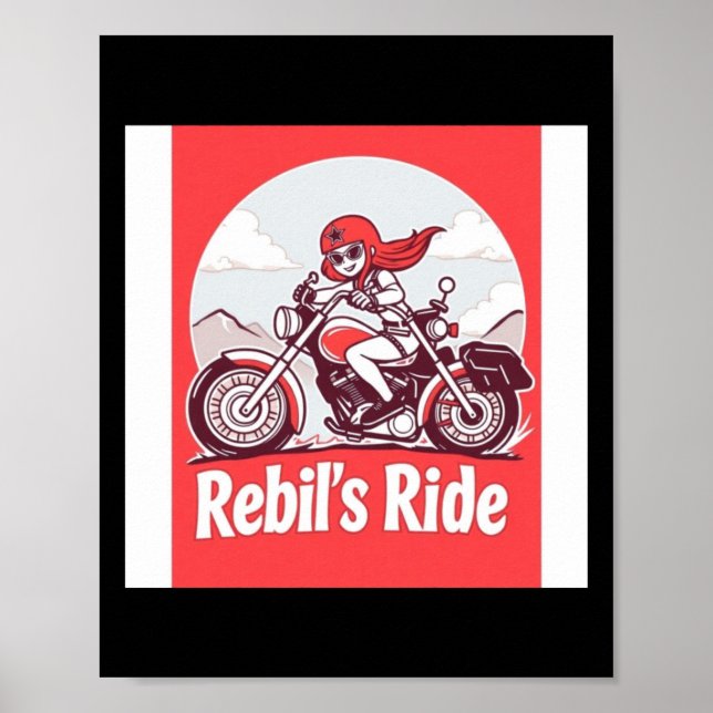Póster Calcomanía de motociclista rebelde (Frente)