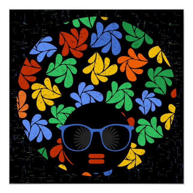 Póster Calcomanía de pared colorida Afro Love (Anverso)