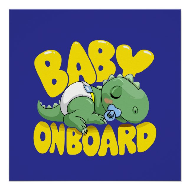 Póster Calcomanía para coche de bebé dinosaurio lindo a b (Anverso)