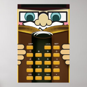 Póster Calculadora divertida del profesor caricatura