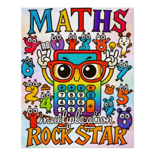 Póster Calculadora linda estrella de rock de multiplicaci