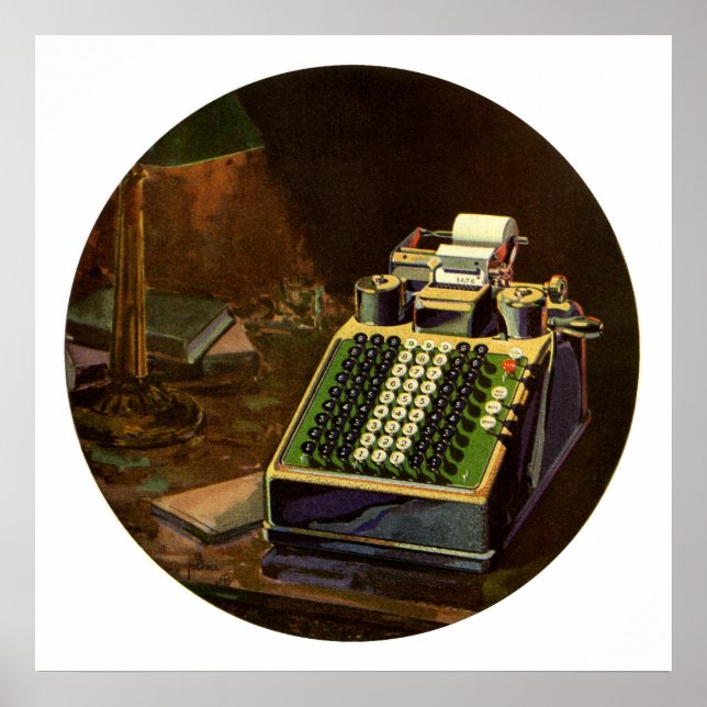 Póster Calculadora Vintage de Contabilidad de Compuestos  (Frente)
