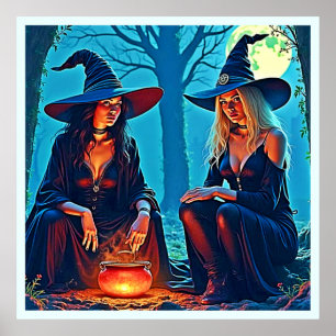Póster Caldero Embrujado de Brujas Místicas