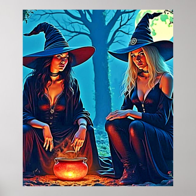 Póster Caldero Embrujado de Brujas Místicas (Frente)