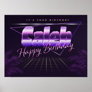 Póster Caleb Name Vorname lila retro Poster Geburtstag