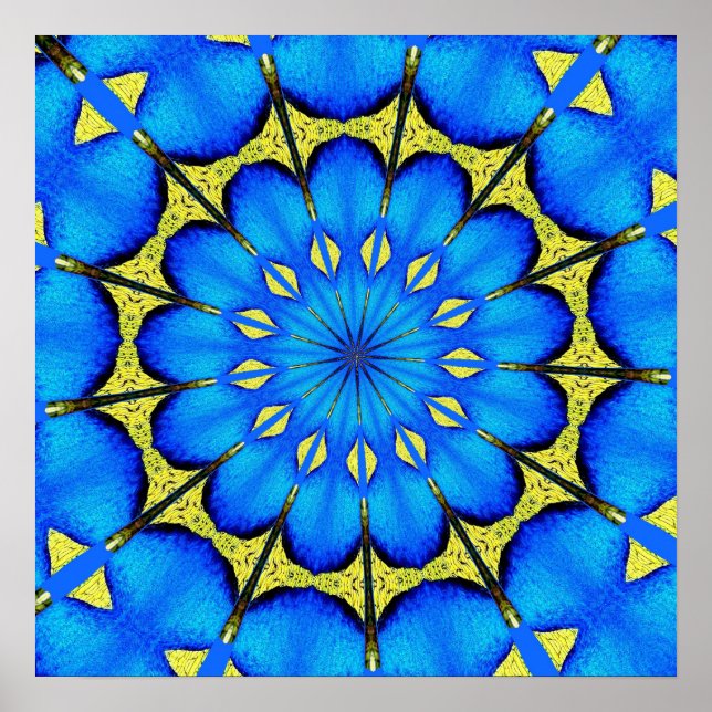 Póster Caleidoscopio de plumas de pavo real 4 (Frente)