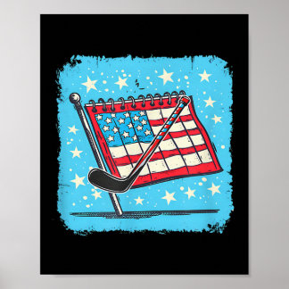 Póster Calendar Hockey Stick Design 4th Of July Hockey
