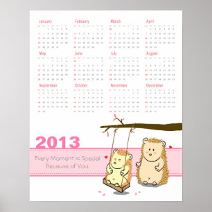 Póster Calendario 2013: Adorable pareja de erizos en colu