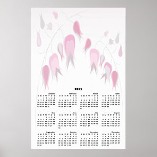 Póster Calendario 2013 de Flores como Tulipanes Rosas Del