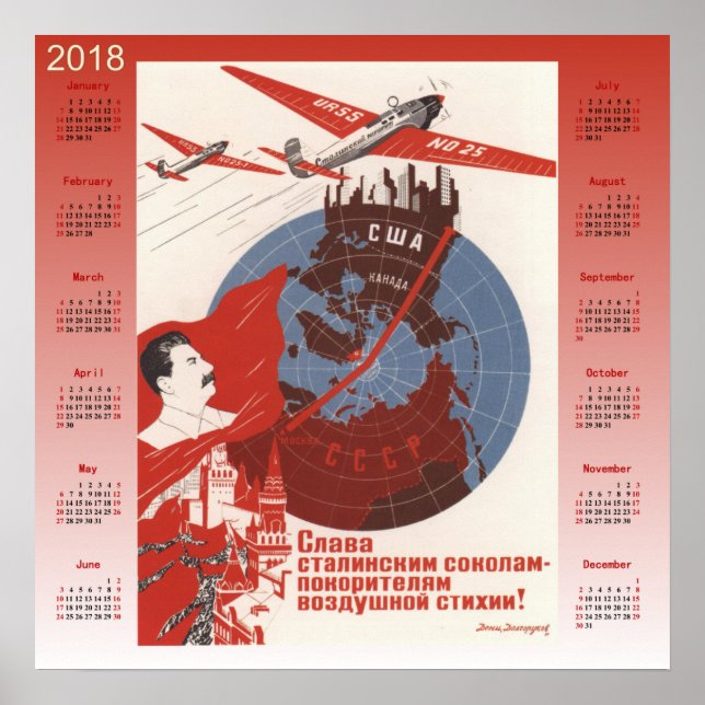 Póster Calendario 2018 poster Soviética 1937 (Frente)