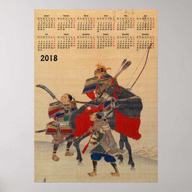 Póster Calendario 2018 Samurái Japonés (Frente)
