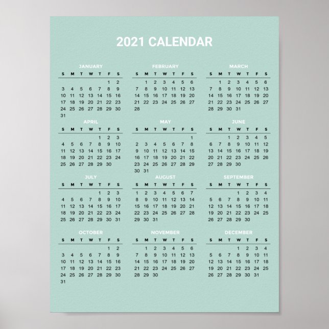 Póster Calendario 2020 simple pero elegante | POSTER (Frente)