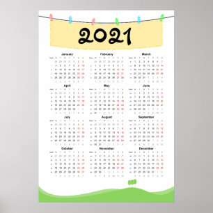 Póster Calendario 2021 Poster - Inicio del lunes