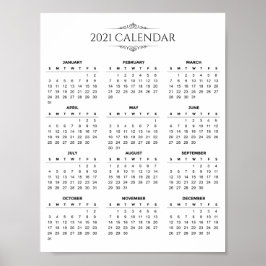 Póster Calendario 2021 simple pero elegante | POSTER