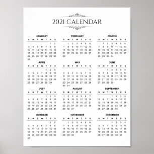 Póster Calendario 2021 simple pero elegante   POSTER