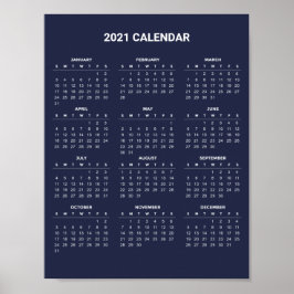 Póster Calendario 2021 simple pero elegante | POSTER