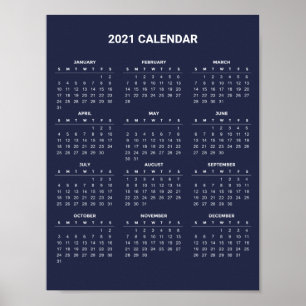 Póster Calendario 2021 simple pero elegante   POSTER