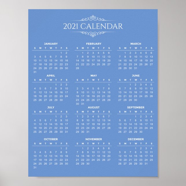Póster Calendario 2021 simple pero elegante | POSTER (Frente)