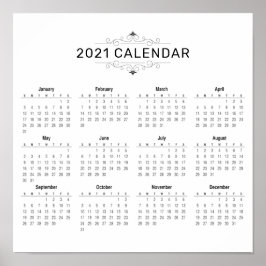 Póster Calendario 2021 simple pero elegante | POSTER