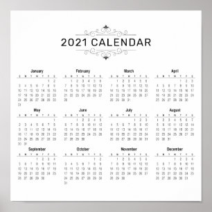 Póster Calendario 2021 simple pero elegante   POSTER
