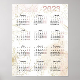 Póster Calendario 2023, Calendario Anual Acuarela, Modern
