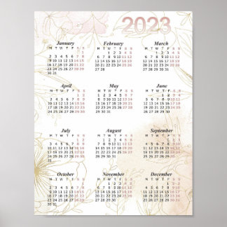 Póster Calendario 2023, Calendario Anual Acuarela, Modern