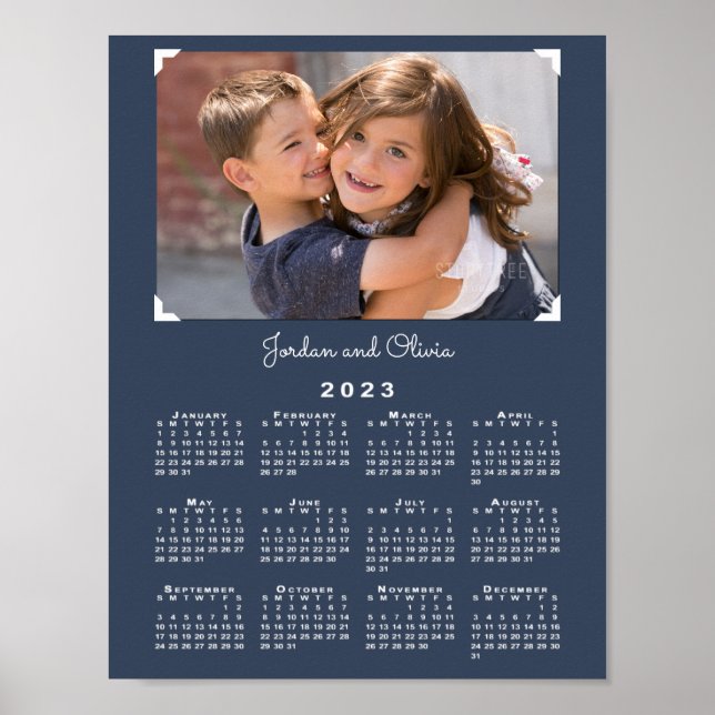 Póster Calendario 2023 con tu foto y nombre en la marina (Frente)