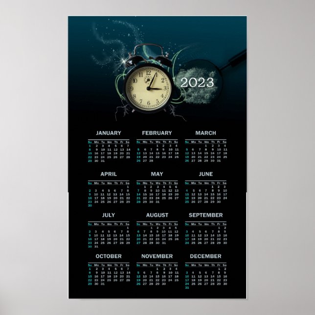 Póster Calendario 2023 elegante como reloj (Frente)