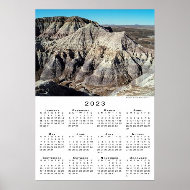 Póster Calendario 2023 Montañas Desérticas de Blue Mesa B (Frente)