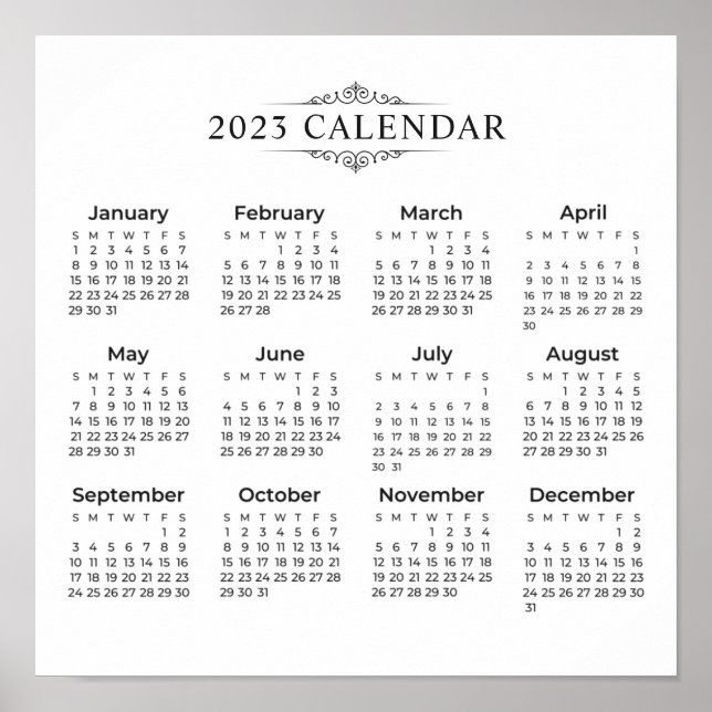 Póster Calendario 2023 simple pero elegante | POSTER (Frente)