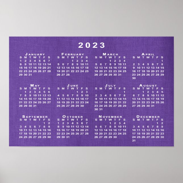 Póster Calendario 2023 sobre foto con textura de lino púr (Frente)